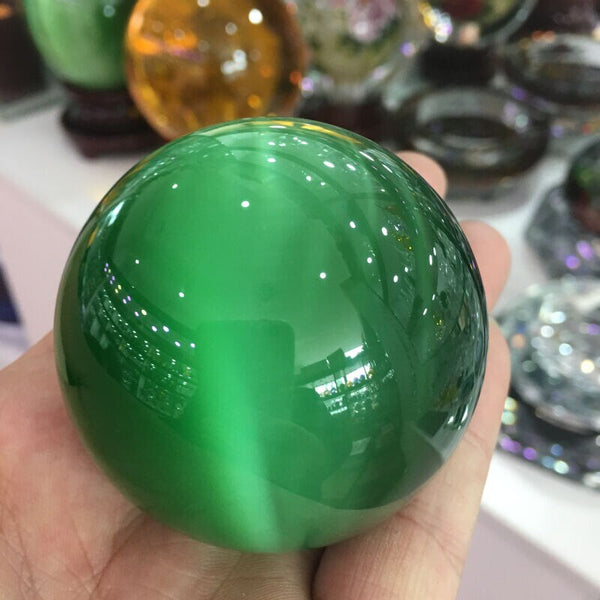 Green Cats Eye Crystal Ball-ToShay.org