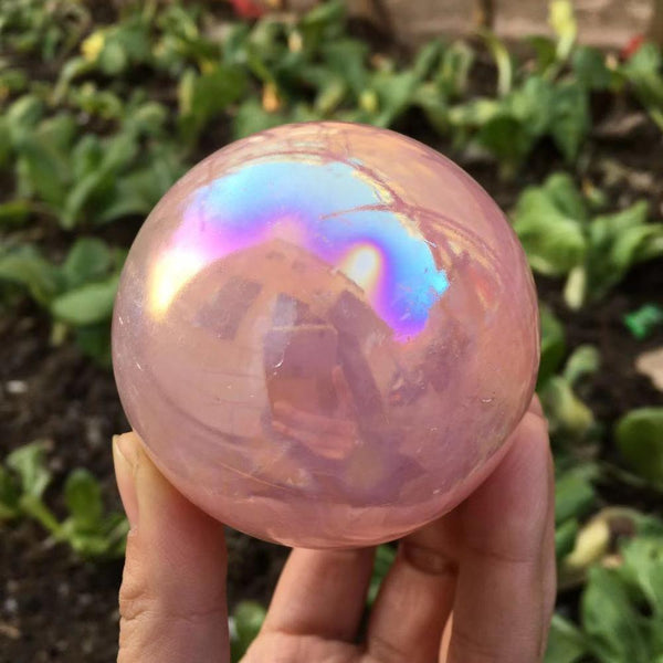 Pink Aura Quartz Crystal Ball-ToShay.org