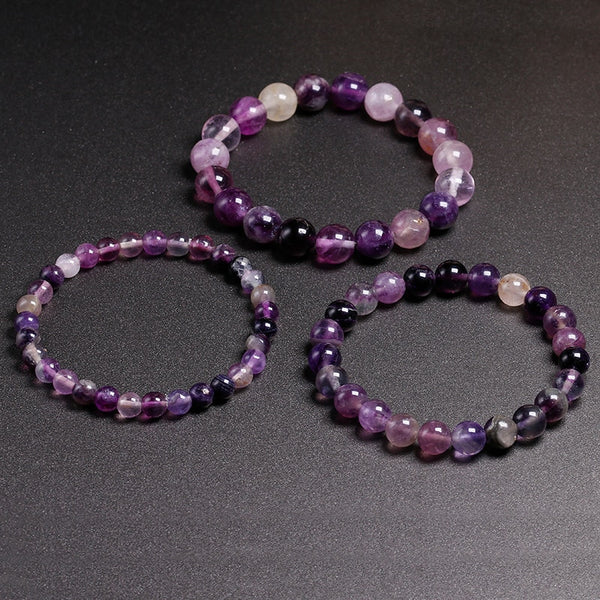Purple Fluorite Bead Bracelet-ToShay.org