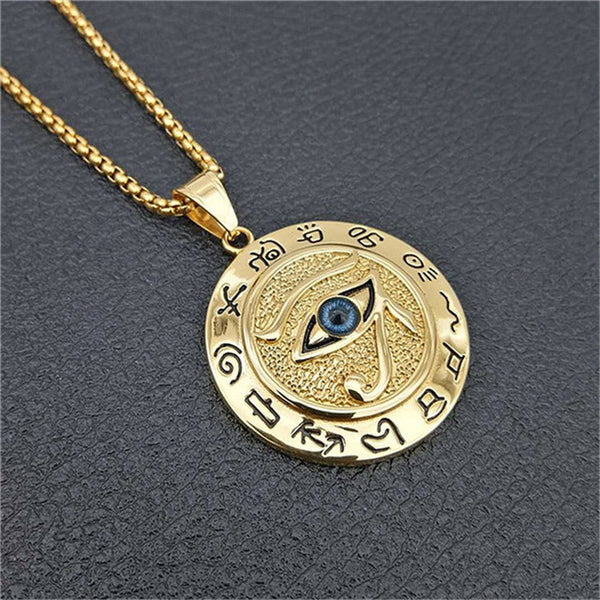 Gold Eye of Horus Pendant Necklace-ToShay.org