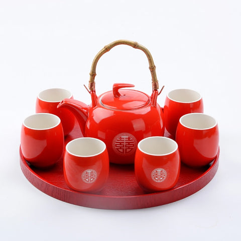 Red Glazed Ceramic Tea Set-ToShay.org