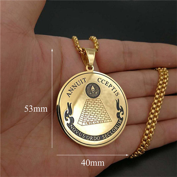 Gold Pyramid Eye Pendant Necklaces-ToShay.org