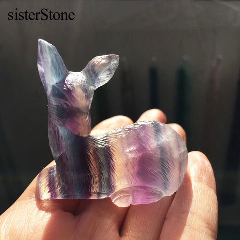 Purple Stripe Fluorite Crystal Deer-ToShay.org
