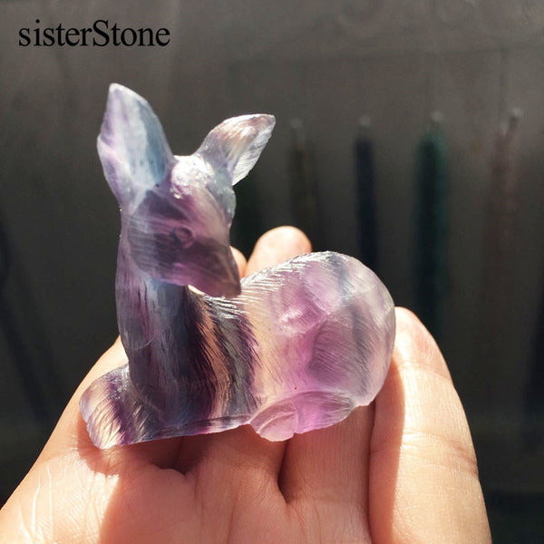Purple Stripe Fluorite Crystal Deer-ToShay.org