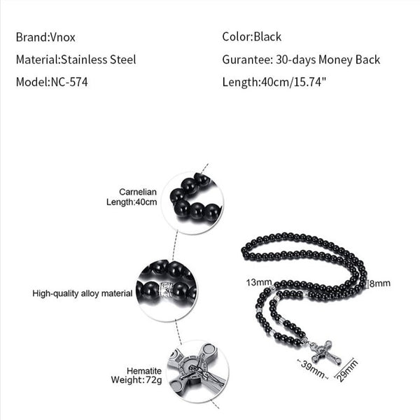 Black Carnelian Stone Rosary Beads-ToShay.org