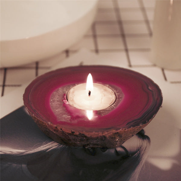 Pink Agate Candle Holder-ToShay.org