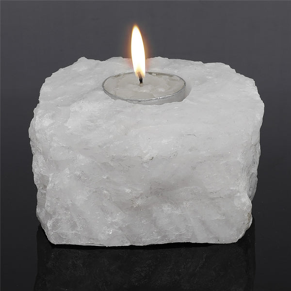 White Quartz Crystal Candle Holder-ToShay.org