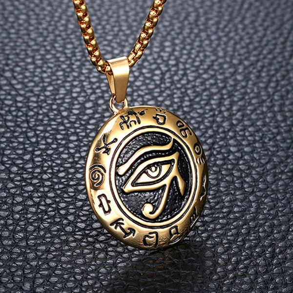 Gold Eye of Horus Pendant Necklace-ToShay.org
