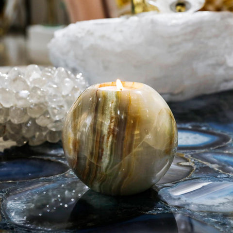 Green Marble Candle Holders-ToShay.org