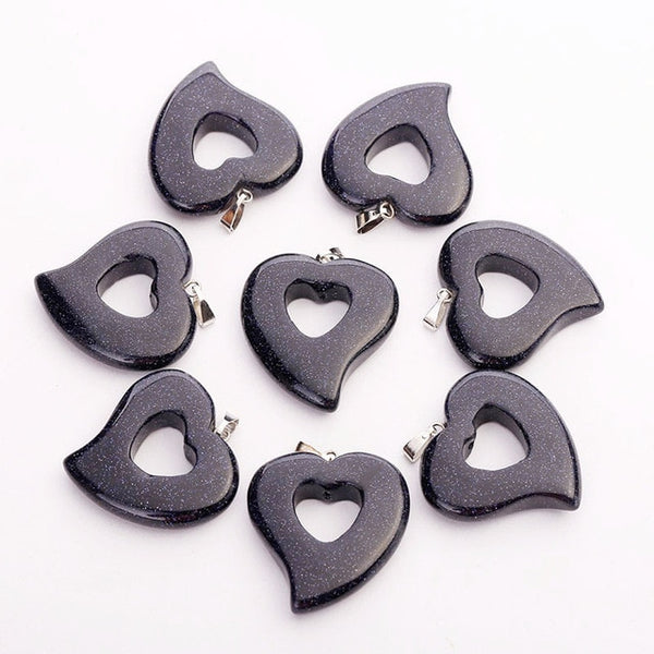 Mixed Gemstone Heart Pendants-ToShay.org