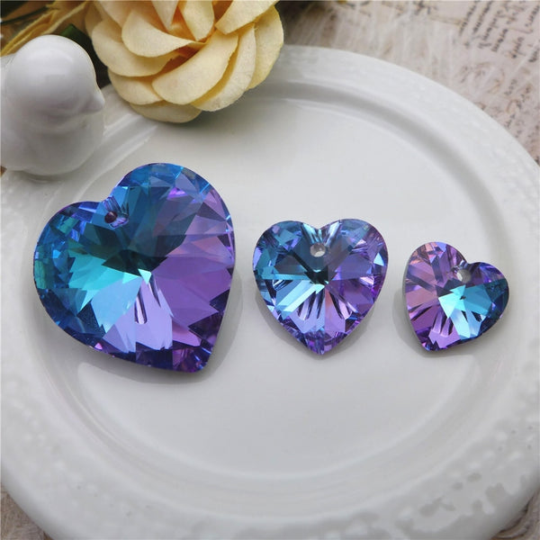 Purple Glass Heart Charm-ToShay.org