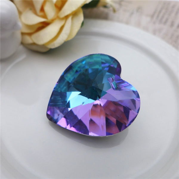 Purple Glass Heart Charm-ToShay.org