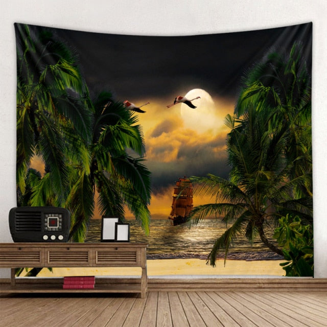 Seaside Sunset Art Tapestry-ToShay.org