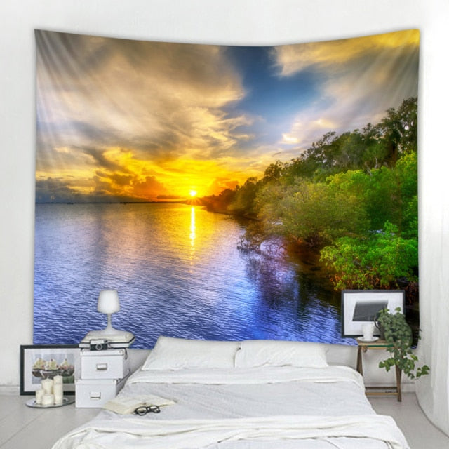 Seaside Sunset Art Tapestry-ToShay.org