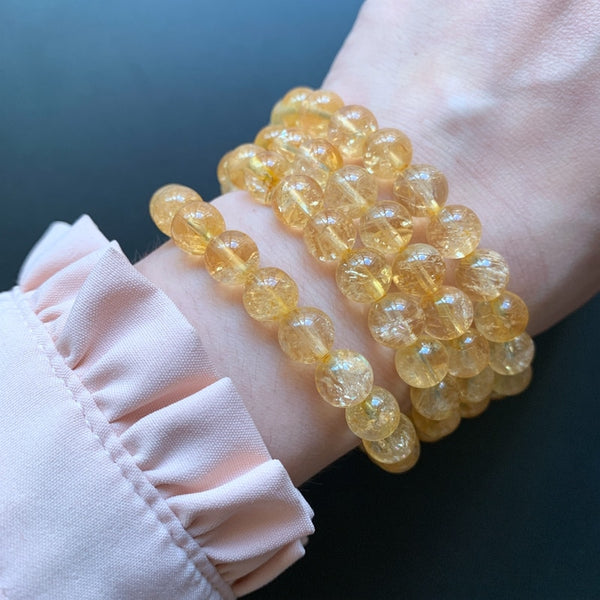 Yellow Citrine Crystal Bead Bracelet-ToShay.org