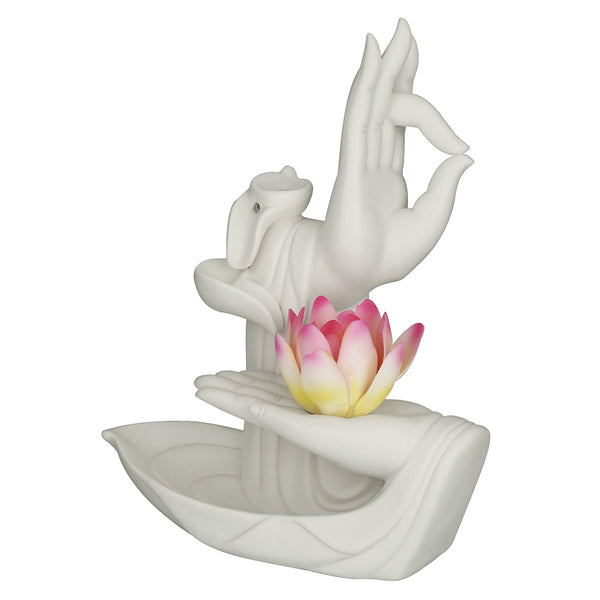 White Buddha Hand Incense Burner-ToShay.org