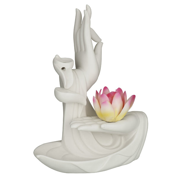 White Buddha Hand Incense Burner-ToShay.org