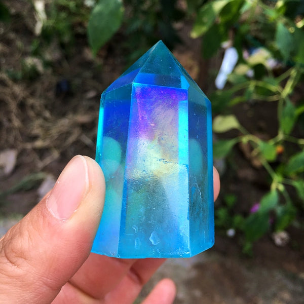 Blue Aura Quartz Crystal Wand-ToShay.org