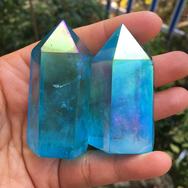 Blue Aura Quartz Crystal Wand-ToShay.org