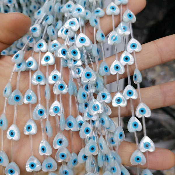 Evil Eye Shell Heart Beads-ToShay.org