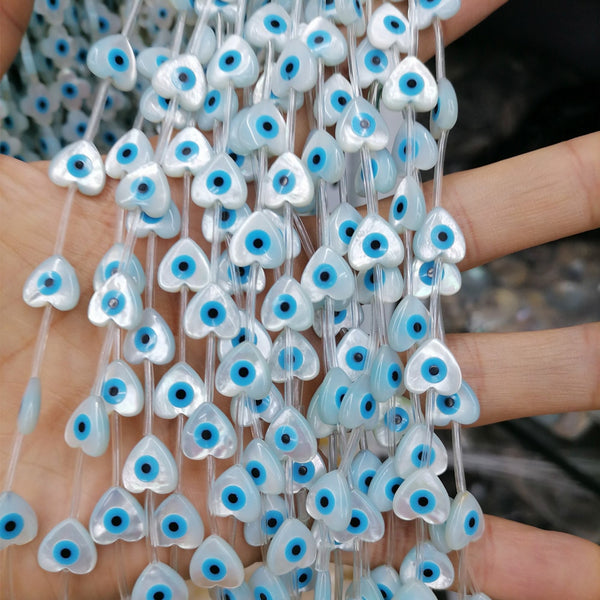 Evil Eye Shell Heart Beads-ToShay.org