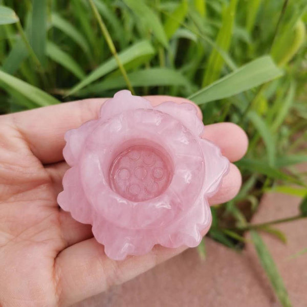 Pink Rose Quartz Lotus Flower-ToShay.org