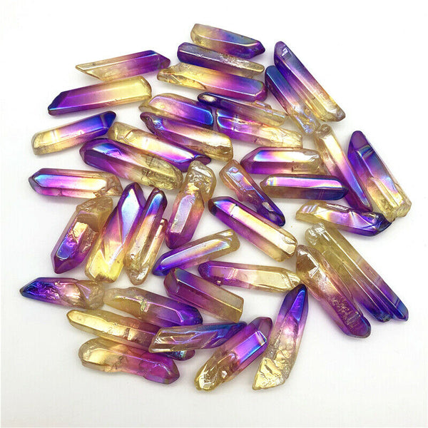 Purple Yellow Aura Lemurian Crystal Chips-ToShay.org