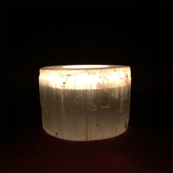 White Selenite Candle Holder-ToShay.org