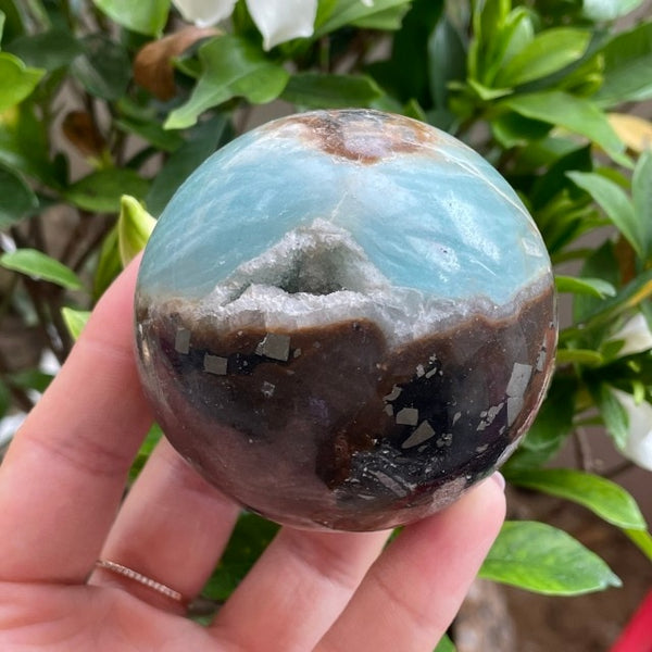 Blue Caribbean Calcite Crystal Ball-ToShay.org