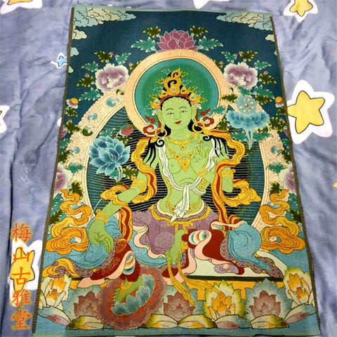 Thangka Green Tara Buddha-ToShay.org