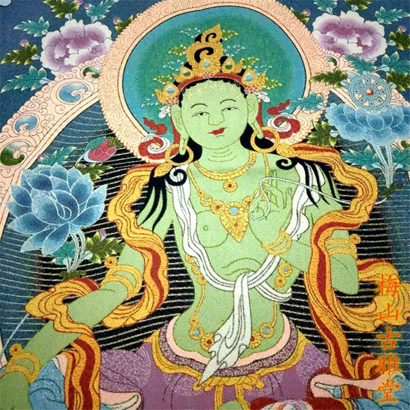 Thangka Green Tara Buddha-ToShay.org