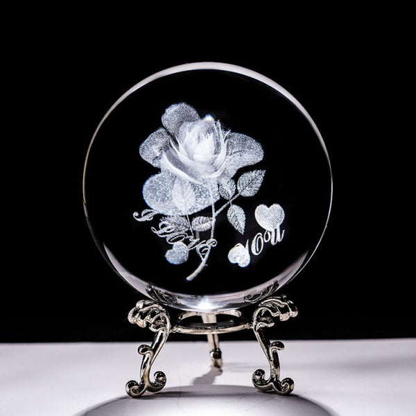 Clear 3D Flower Crystal Ball-ToShay.org
