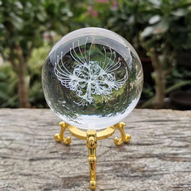 Clear 3D Flower Crystal Ball-ToShay.org