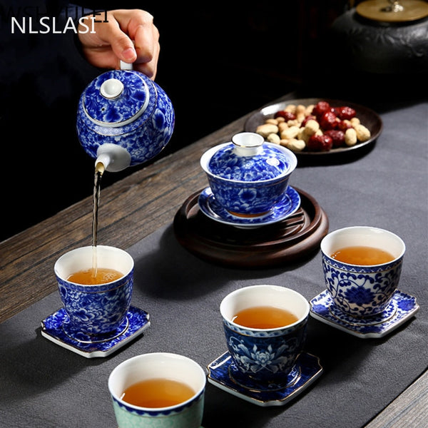 Blue White Ceramic Teacups-ToShay.org