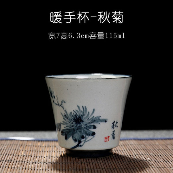 Blue White Glazed Ceramic Cup-ToShay.org