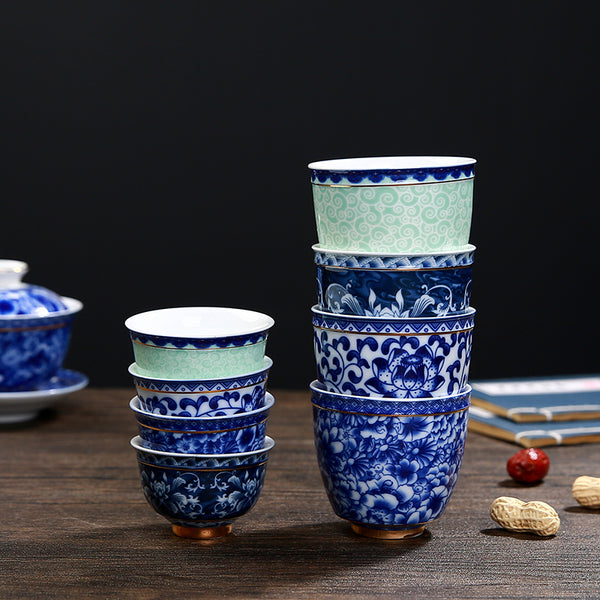 Blue White Ceramic Teacups-ToShay.org