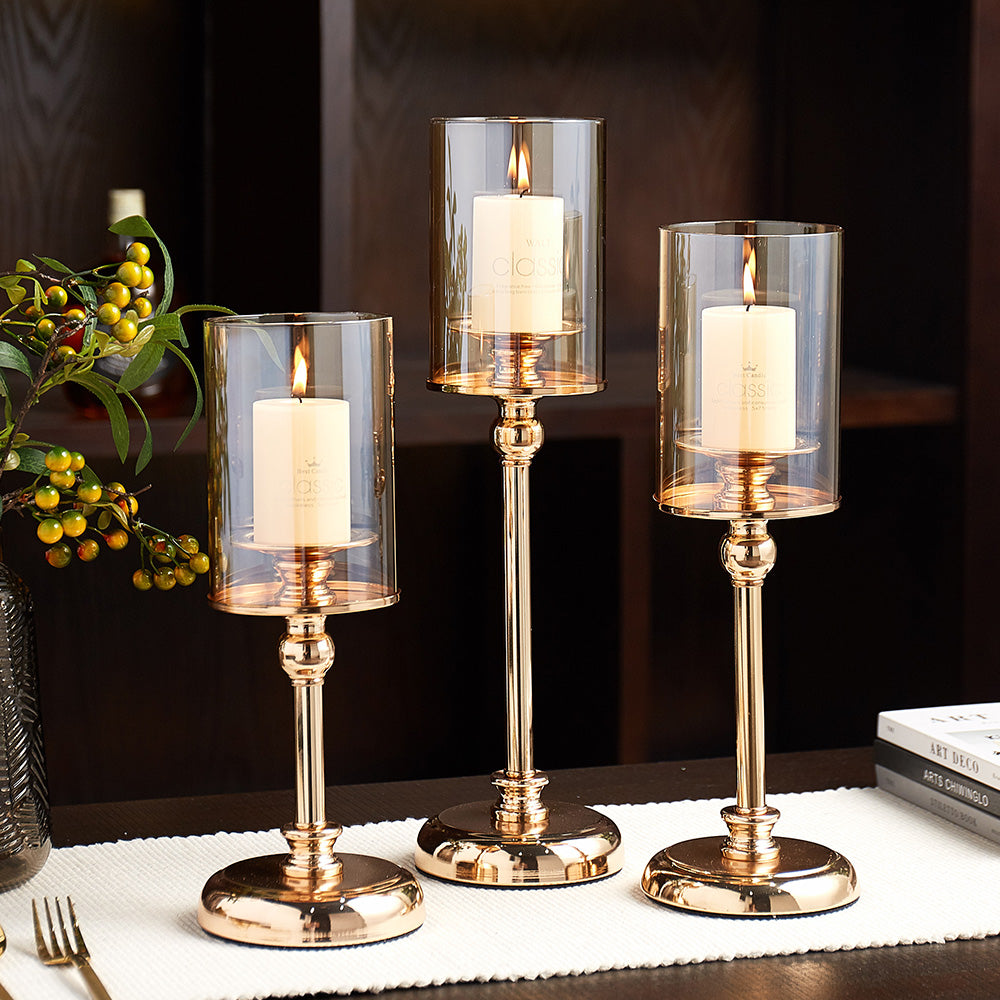 Gold Glass Candle Holders-ToShay.org