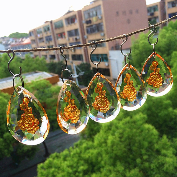 Clear Crystal Gold Rose Pendants-ToShay.org