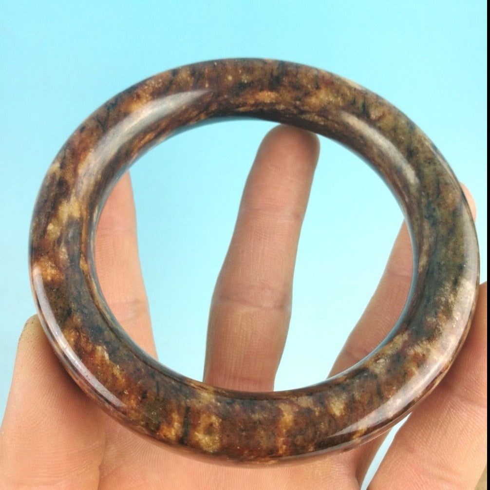 Yellow Speckled Jade Bangle-ToShay.org