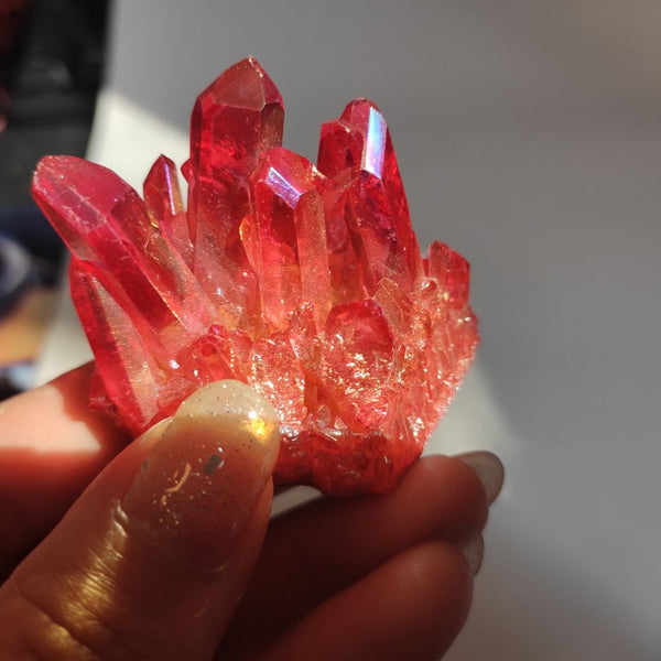 Red Flame Aura Crystal Cluster-ToShay.org