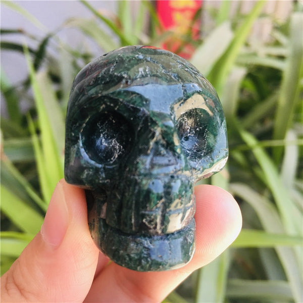 Green Moss Agate Crystal Skulls-ToShay.org