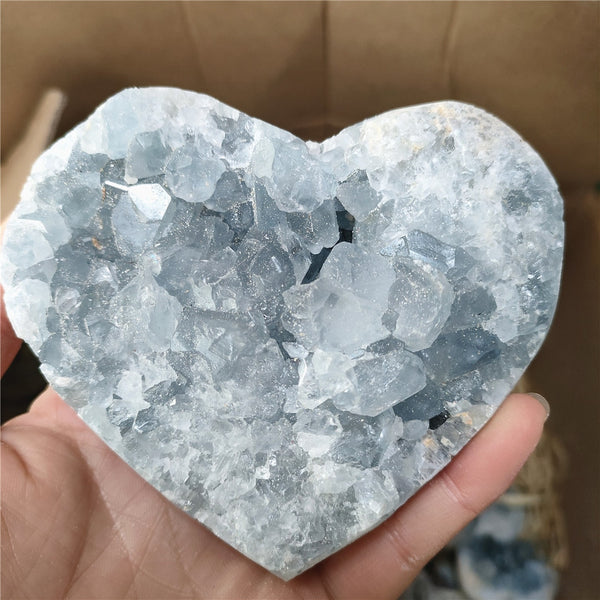 Blue Celestite Crystal Cluster Heart-ToShay.org