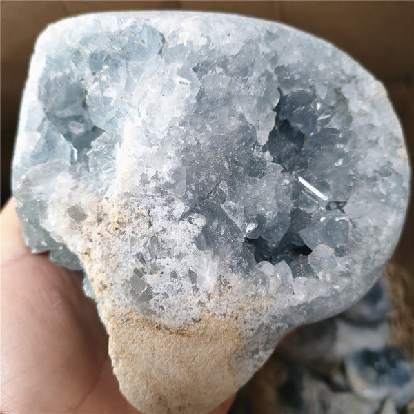 Blue Celestite Crystal Cluster Heart-ToShay.org