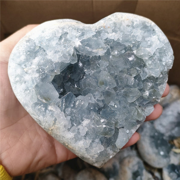 Blue Celestite Crystal Cluster Heart-ToShay.org