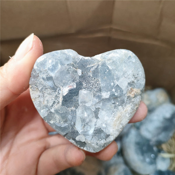 Blue Celestite Crystal Cluster Heart-ToShay.org