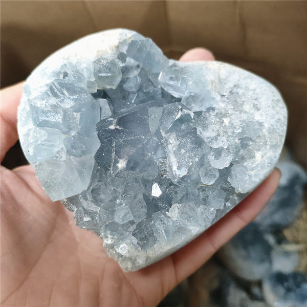 Blue Celestite Crystal Cluster Heart-ToShay.org