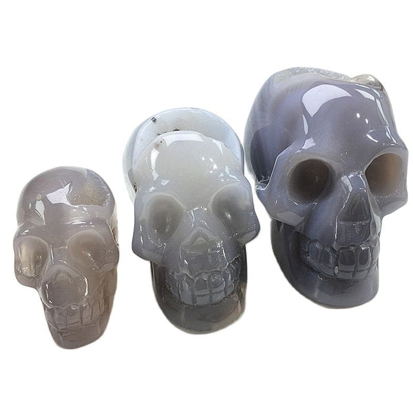 Grey Agate Crystal Geodes Skulls-ToShay.org