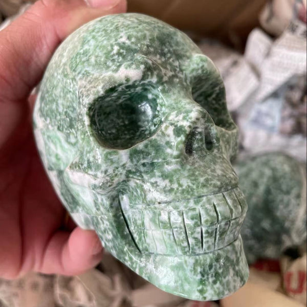 Green Jasper Stone Skull-ToShay.org