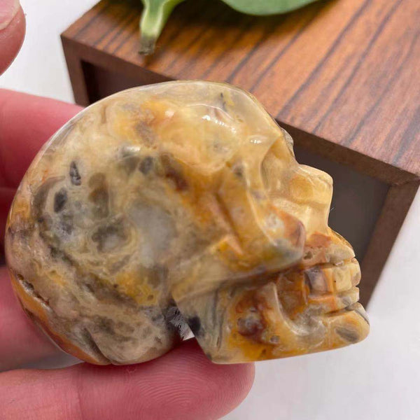 Yellow Agate Stone Skull-ToShay.org