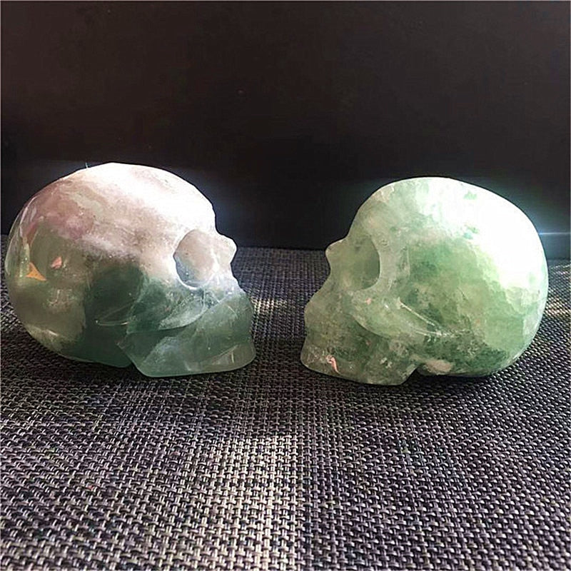 Green Purple Fluorite Crystal Skulls-ToShay.org